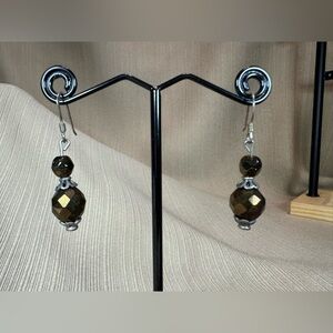 Elegant Brown Beaded Earrings